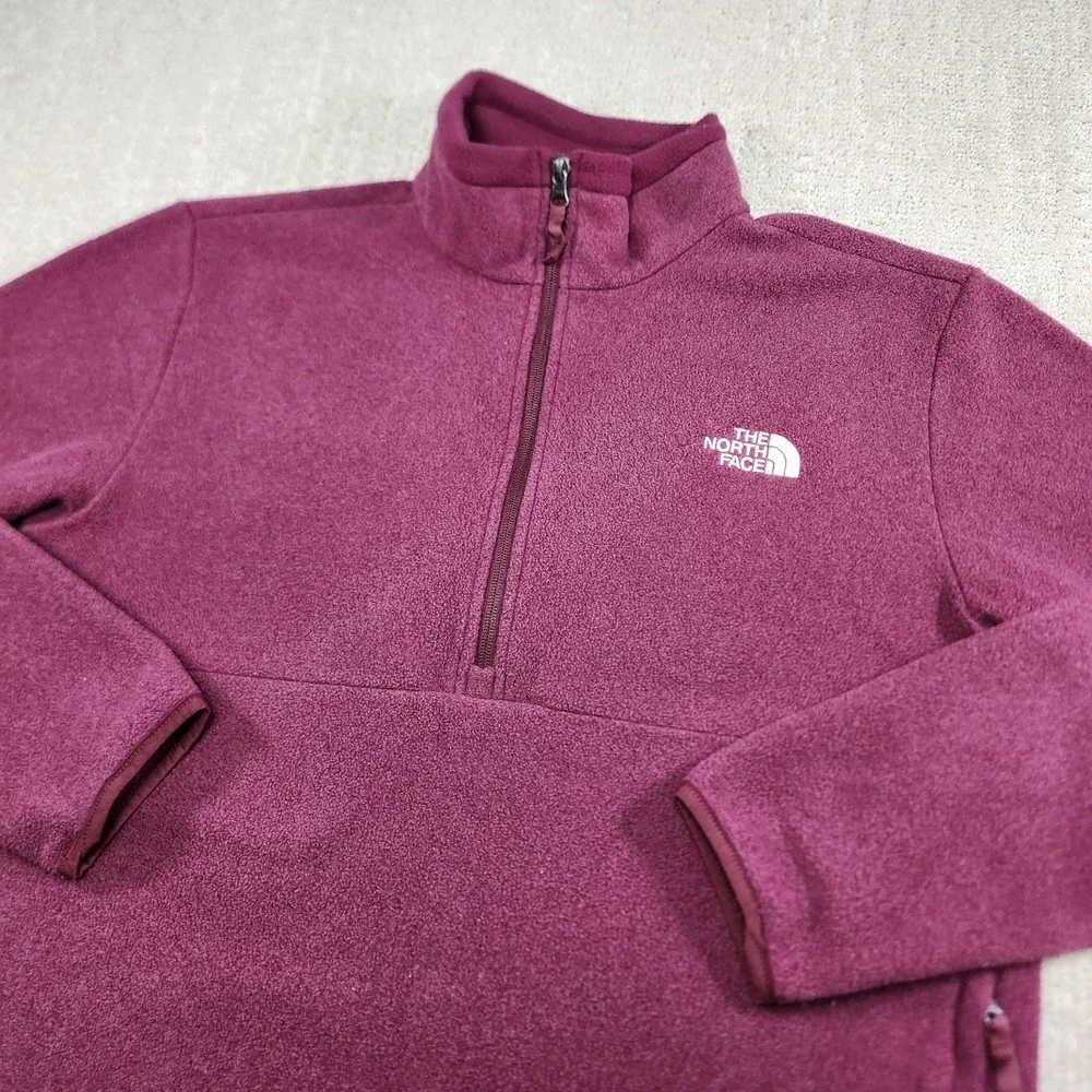 North Face Sweatshirt Men Medium Glacier Heavy Fleece 1/4 Zip Pullover‎ Red